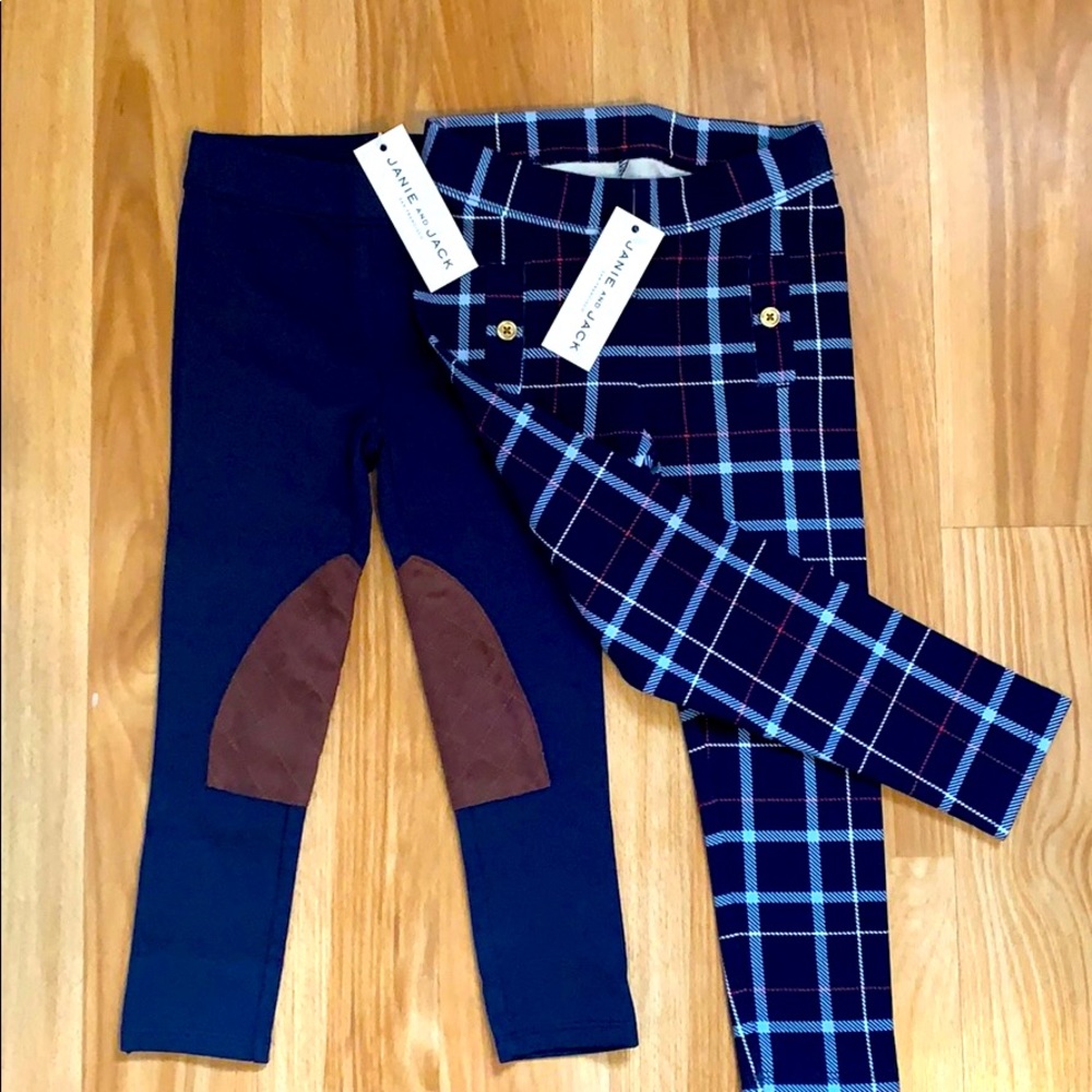 Janie and jack leggings! Navy and suede and plaid